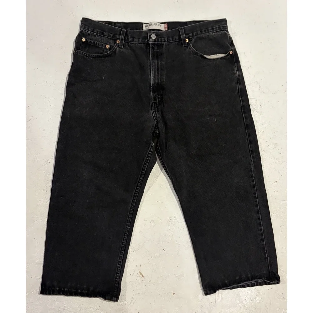 Vintage LEVI'S 505 Regular Straight Leg Classic‎ Fit 40x21 Black Denim Jeans